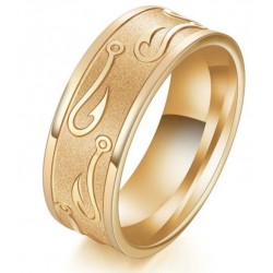 Anillo de acero de tungsteno para hombres chapado oro de 7 mm de ancho en talla 24