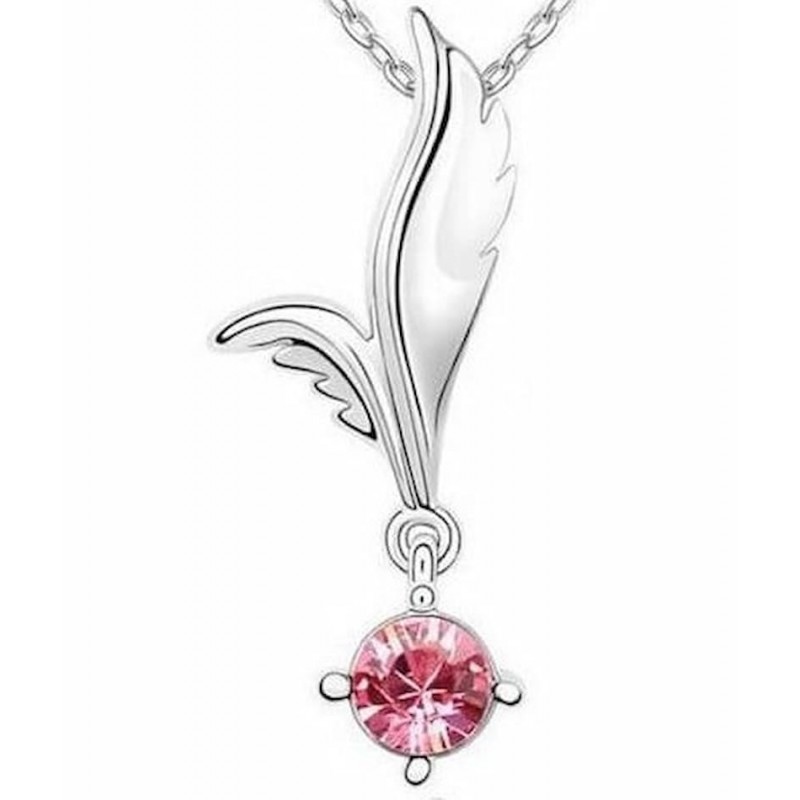 Collar para mujer en acero bañado en plata diseñado con alas de ángel