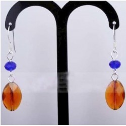 Pendientes de mujer chapados en plata con colgantes largos con piedras de color