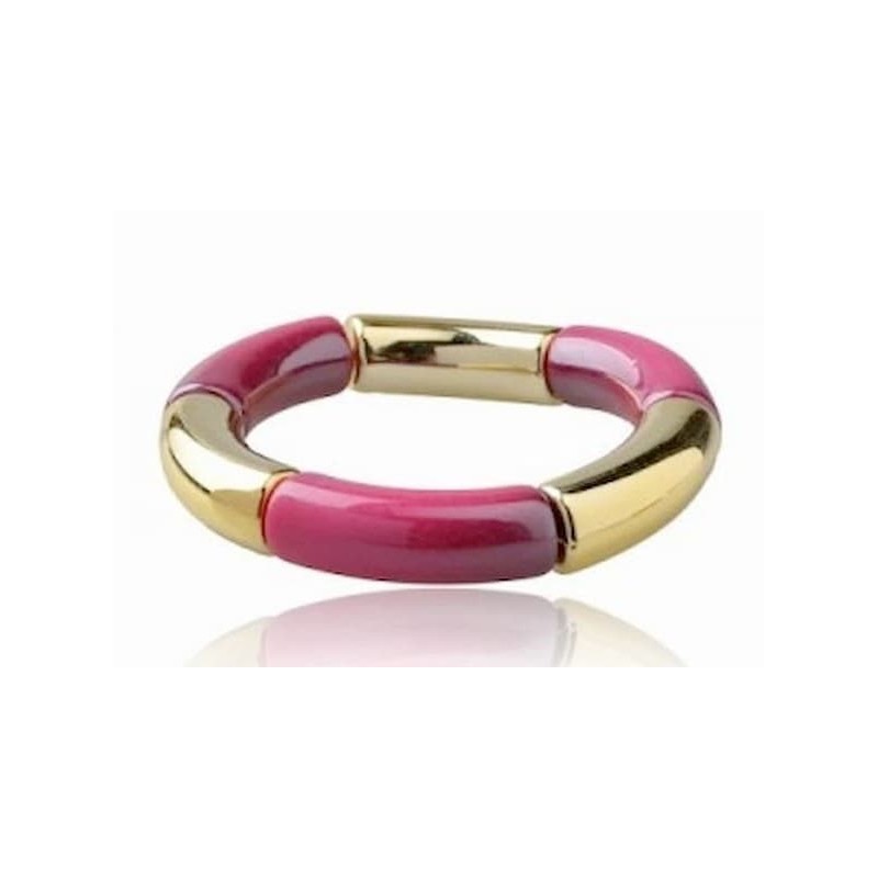Pulsera artesanal de cuentas de acrílico pulido con cordón ajustable y diseño multicolor.