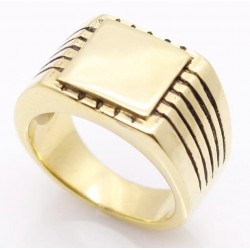 Anillo para hombres de acero de color dorado de sello enTalla 24