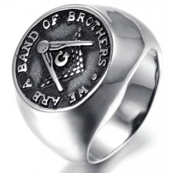 Anillo masón hermandad de acero inoxidable con sello de 1,8cm