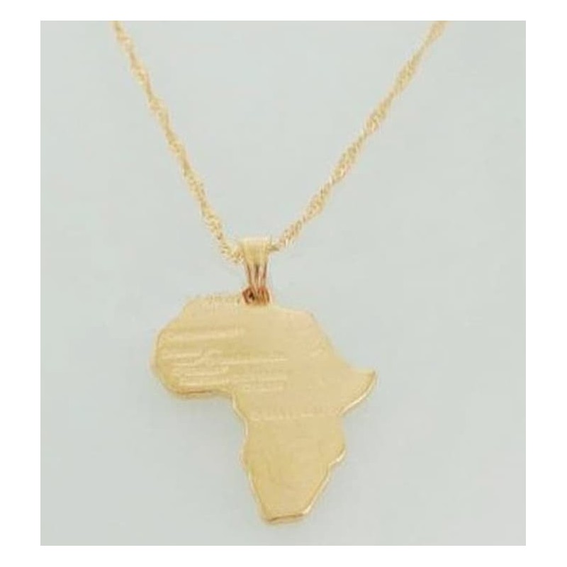 Conjunto de collar y pendientes africanos con acabado oro de 14k