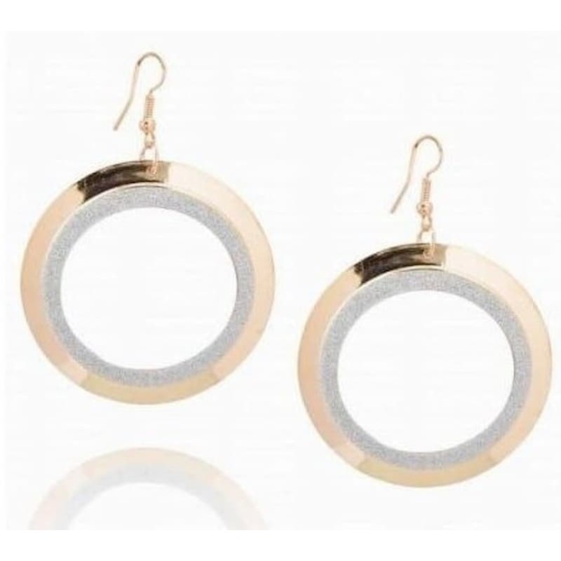 Pendientes redondos de acero dorado para mujer