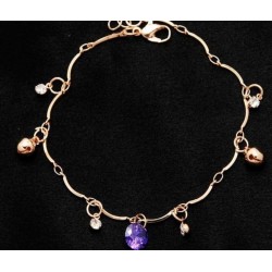 Pulsera de acero acabado en plata para el tobillo con piedra de color rojo o azul