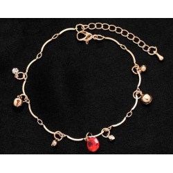 Pulsera de acero acabado en plata para el tobillo con piedra de color rojo o azul