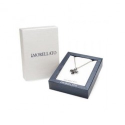 Collar de acero inoxidable con esmalte negro sobre diseño de cruz de la marca italiana Morellato