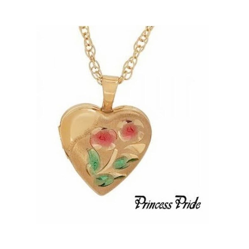 Collar de acero chapado en oro porta foto de la marca original Princess Pride