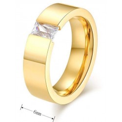 Anillo de compromiso acabado en oro 14k con piedra de cristal blanco
