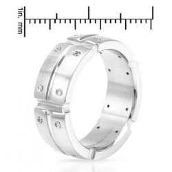 Anillo para hombres con piedras de color blanco en acero inoxidable