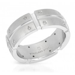 Anillo para hombres con piedras de color blanco en acero inoxidable