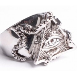 Anillo de acero inoxidable egipcio grande diseño atlante Ojo de Horus con tentáculos