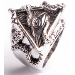 Anillo de acero inoxidable egipcio grande diseño atlante Ojo de Horus con tentáculos