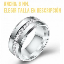 Alianzas de promesa con piedras de cristal blanco y acero y inoxidable antialérgico