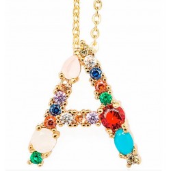 Collar con piedras y letra...