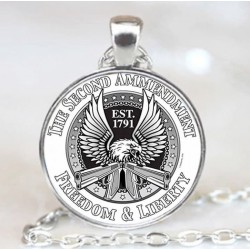 Collar cabujón con cadena de 50 cm de largo diseñado con el símbolo Segunda Enmienda de la Constitución de EEUU