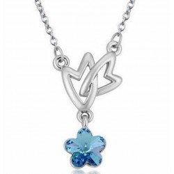 Collar con cadena de 42 cm de largo y colgante con piedra de cristalazul