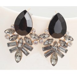 Pendientes para mujer con piedras de cristal color negro y blanco