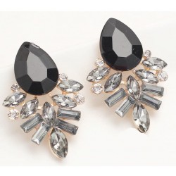 Pendientes para mujer con piedras de cristal color negro y blanco