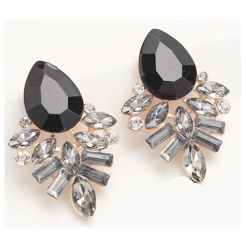 Pendientes para mujer con piedras de cristal color negro y blanco