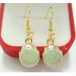 Pendientes con ganchos chapados en oro diseñados con forma de concha de mar (sin caja)