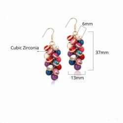Pendientes de fiesta de colores con piedras de cristal redondas multicolor