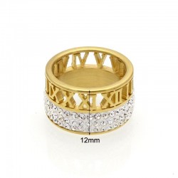 Anillo chapado en oro 18k diseñado con números romanos - Tallas 14 y 17
