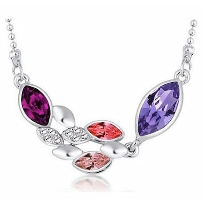 Collar de acero chapado en platab con colgante de piedras multicolor para mujer