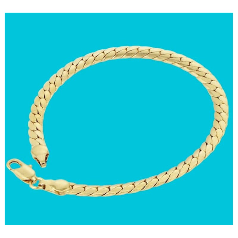 Pulsera de cadena metálica para mujer con chapado en oro amarillo de 18k y cierre de seguridad.