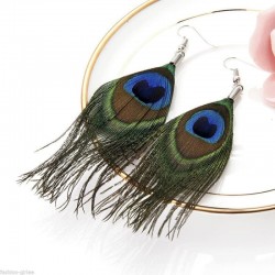 Pendientes para mujer con pluma natural