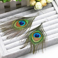 Pendientes para mujer con pluma natural