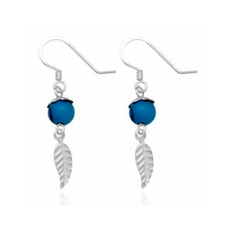 Pendientes de plata de ley 925b con piedra de color turquesa