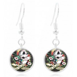 Pendientes cabujón skull -...