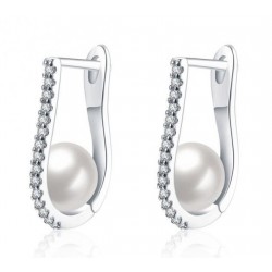 Pendientes con perla y cristal