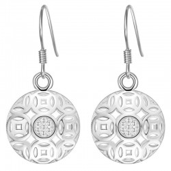 Pendientes de acero bañados en plata con colgante redondo