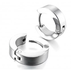 Pendientes de acero acabado en plata modelo huggie