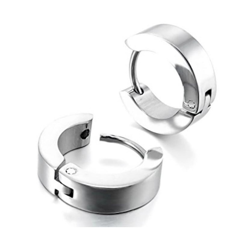 Pendientes de acero acabado en plata modelo huggie