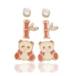 Pendientes con oso panda rojo