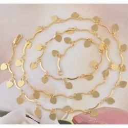 Collar chapado en oro 18k con dijes en forma de Corazón