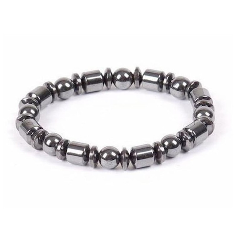 Pulsera elástica de acero inoxidable con imanes internos de neodimio y acabado pulido espejo.