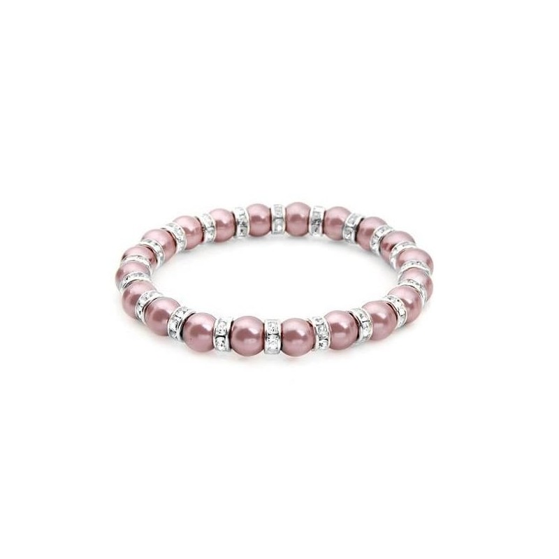 Pulsera de perlas sintéticas de color púrpura con cierre de seguridad en acero inoxidable de nuestra sección outlet.