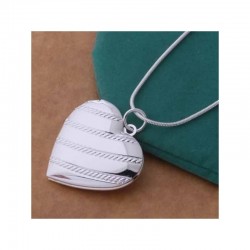 Collar relicario chapado en plata con colgante de corazón para 2 fotos