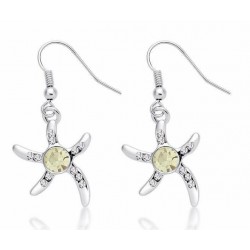 Pendientes de estrellas de mar de cinco puntas con piedra color peridoto