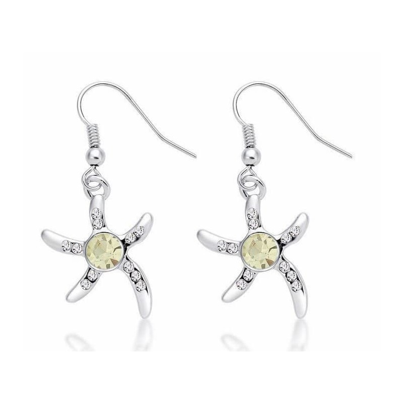 Pendientes de estrellas de mar de cinco puntas con piedra color peridoto