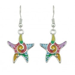 Conjunto de collar y pendientes Estrella de Mar con cadena color plata