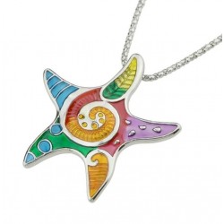 Conjunto de collar y pendientes Estrella de Mar con cadena color plata