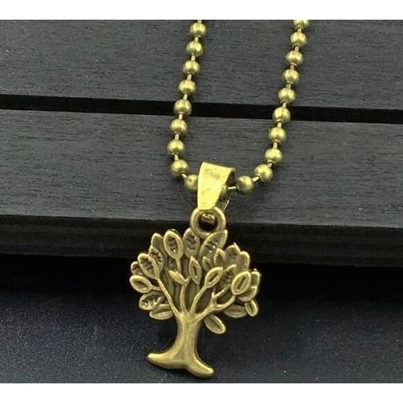 Collar para mujer con árbol de la vida en bronce envejecido con cadena de bolitas