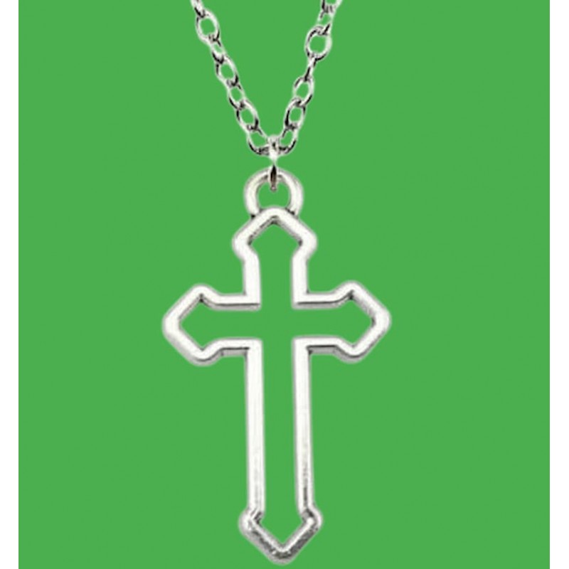 Collar de acero bañado en platacon original silueta de cruz cristiana