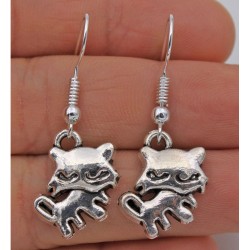 Pendientes DE ACERO CHAPADOS EN PLATA DISEÑO de perros y gatos - 2 pares