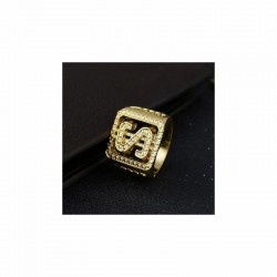 Anillo para hombres chapado en oro 18k diseño dólar estilo hip hop